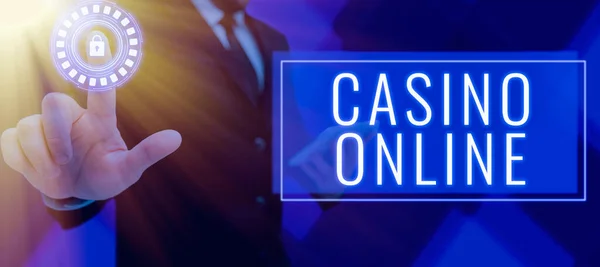 Señal Escritura Mano Casino Online Idea Negocio Juego Póker Juego — Foto de Stock