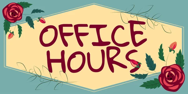 Writing Displaying Text Office Hours Business Approach Hours Which Business — Stock Photo, Image