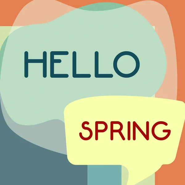 Письмо Текстом Hello Spring Концептуальные Фото Приветствуя Сезон После Зимы — стоковое фото