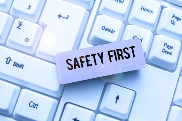 Text Caption Presenting Safety First Word Written Avoid Any Unnecessary — Stock Photo, Image