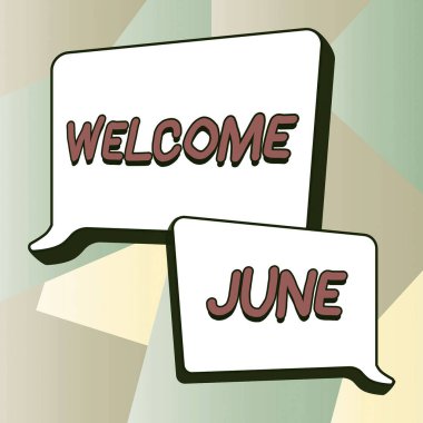 El yazısı tabelası Hoşgeldiniz Haziran, iş takvimi altıncı ay ikinci çeyrek 30 gün