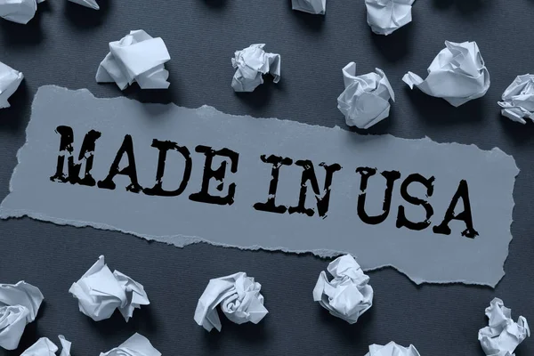 Ręczny Napis Made Usa Przegląd Biznesowy Amerykańska Marka United States — Zdjęcie stockowe