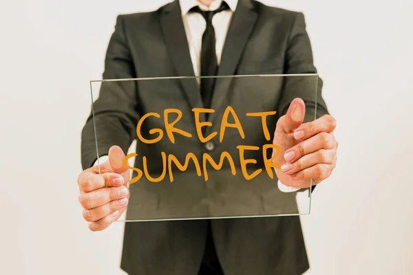Tekst Met Inspiratie Great Summer Conceptuele Foto Veel Plezier Goede — Stockfoto