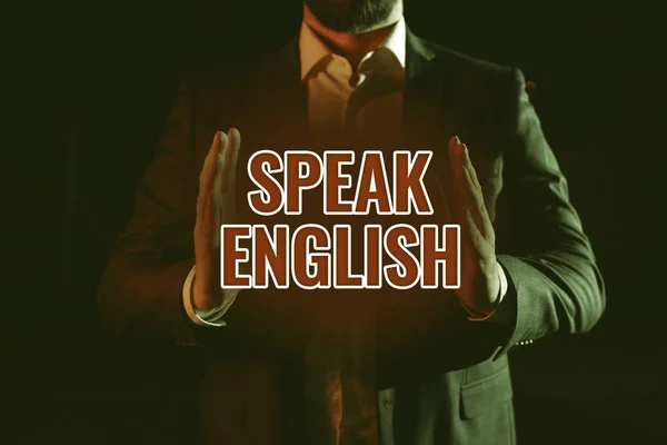 Psaní Textu Speak English Business Overview Studium Dalšího Cizího Jazyka — Stock fotografie
