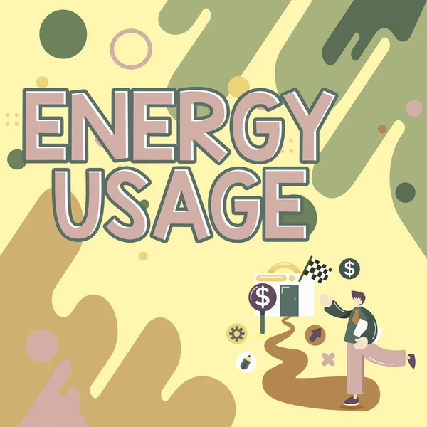 Text Bildtext Som Presenterar Energianvändning Konceptuellt Foto Mängd Energi Som — Stockfoto