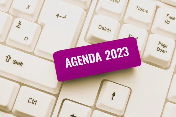 Légende Conceptuelle Agenda 2023 Word Écrit Sur Liste Des Activités — Photo