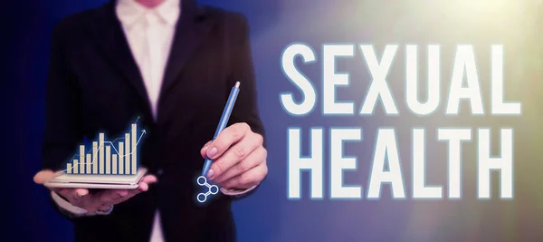 Szexuális Egészséget Mutató Szöveges Jel Üzleti Megközelítés Egészségesebb Test Megfelelő — Stock Fotó