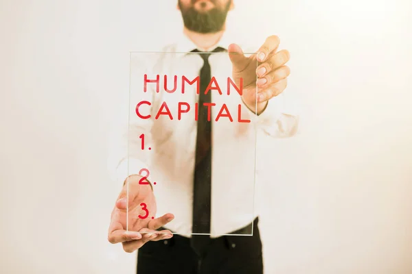 Writing Displaying Text Human Capital Concept Meaning Intangible Collective Resources — Stock Photo, Image