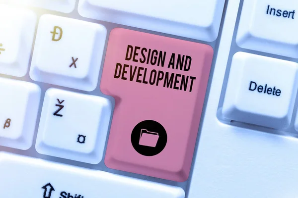 Diseño Desarrollo Pantallas Conceptuales Palabra Para Definir Especificación Productos Servicios — Foto de Stock