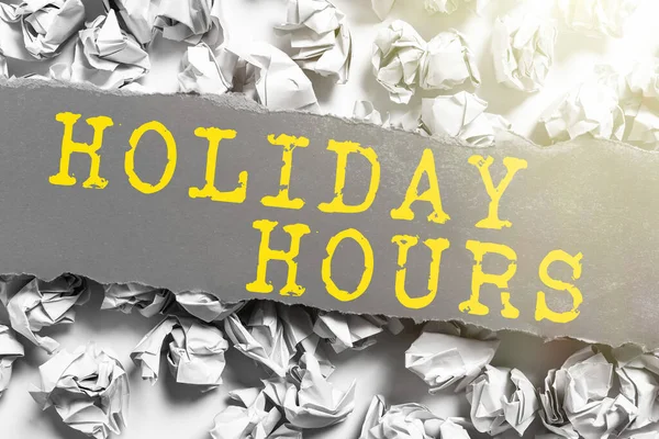 손자병법 Holiday Hours Word Written Schedule Or7 Half Day Last — 스톡 사진