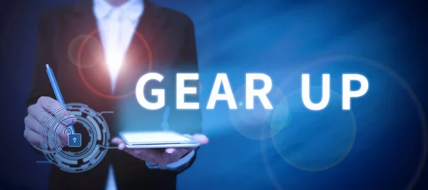 Sign Display Gear Επιχειρηματική Ιδέα Ζητώντας Από Κάποιον Βάλει Ρούχα — Φωτογραφία Αρχείου