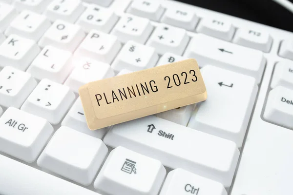 Концептуальный Дисплей Planning 2023 Концептуальная Фотография Начните Конца Мышлении Долгосрочные — стоковое фото