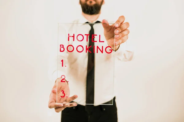 Tekst Bijschrift Presenteren Hotel Booking Business Concept Online Reserveringen Presidentiële — Stockfoto