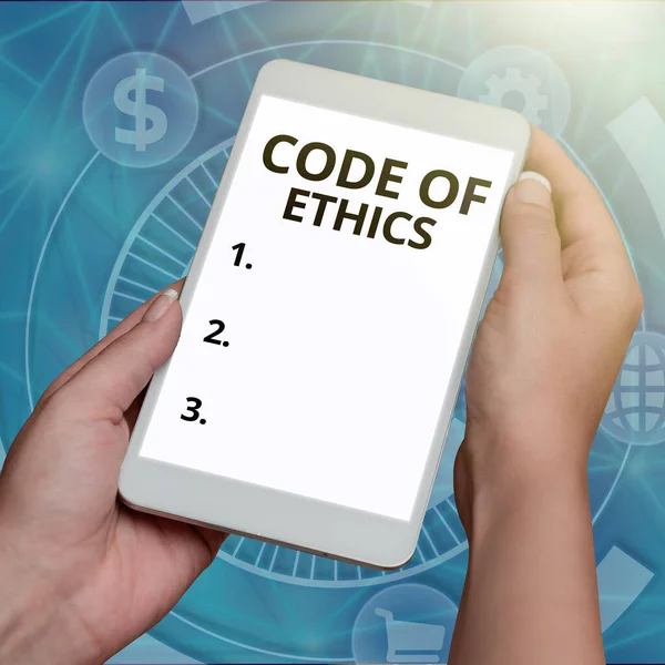 Exibição Conceitual Código Ética Conceito Negócio Regras Morais Integridade Ética — Fotografia de Stock