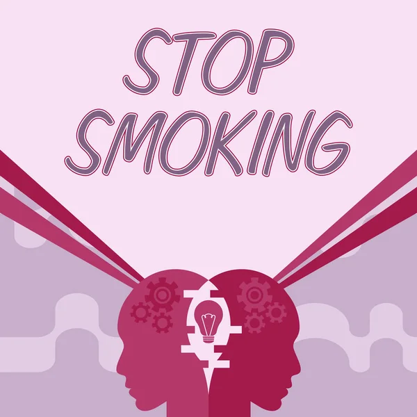 标明戒烟 戒断或停止使用烟瘾的文字标志 — 图库照片