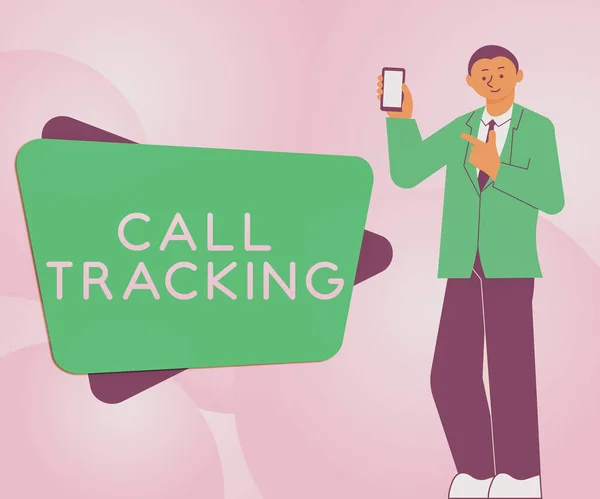 Znak Tekstowy Pokazujący Call Tracking Word Dla Wyszukiwarki Ekologicznej Cyfrowy — Zdjęcie stockowe