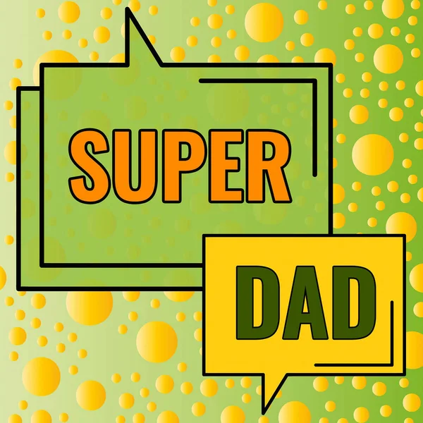 Handschrift Teken Super Dad Business Showcase Kinderen Idool Super Held — Stockfoto