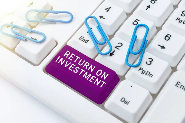 Hinweisschild Mit Return Investment Konzeptionellem Verhältnis Zwischen Nettogewinn Und Investierten — Stockfoto