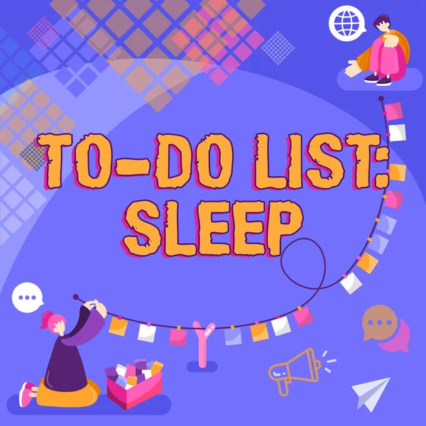 Text Zobrazující Inspiraci List Sleepthings Priority Object Take Rest Word — Stock fotografie
