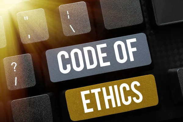 Tekstbord Met Code Ethics Concept Betekent Morele Regels Ethische Integriteit — Stockfoto