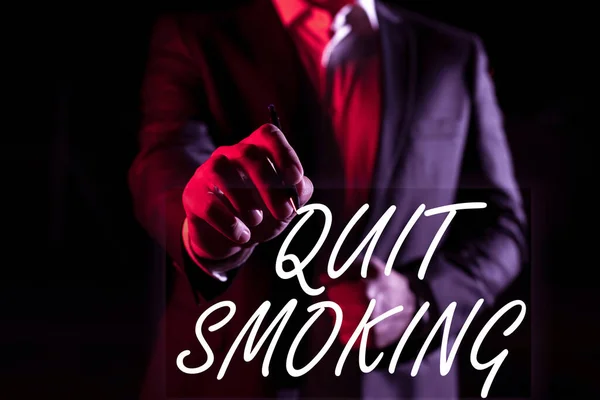 Text Showing Inspiration Quit Smoking Concept Meaning Discontinuing Stopping Use — Stock Photo, Image