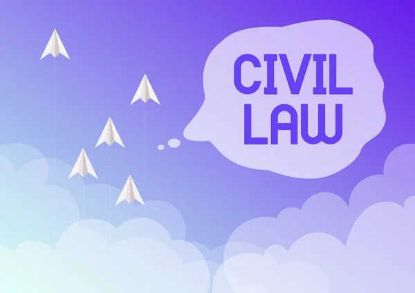 Sinal Texto Mostrando Direito Civil Palavra Escrito Direito Preocupado Com — Fotografia de Stock