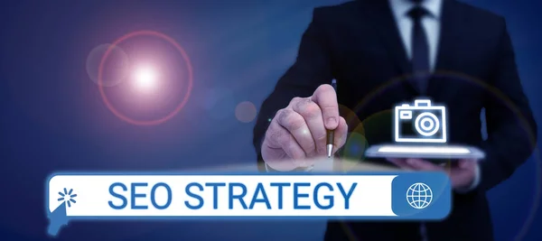 Fogalmi Felirat Seo Stratégia Üzleti Ötlet Technikák Taktika Hogy Növelje — Stock Fotó