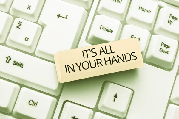 Inspiration Showing Sign All Your Hands Business Approach Hold Rein — Stock Photo, Image