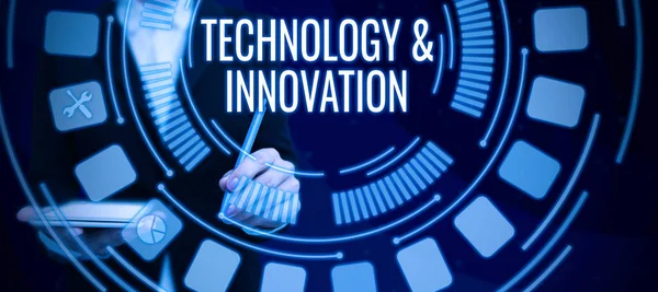 Text Sign Showing Technologyandinnovation Business Idea Application Better Solution New — Stock Photo, Image