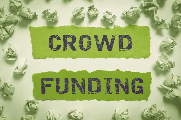 Pisanie Wyświetlania Tekstu Crowd Funding Pomysł Biznes Fundraising Kickstarter Startup — Zdjęcie stockowe