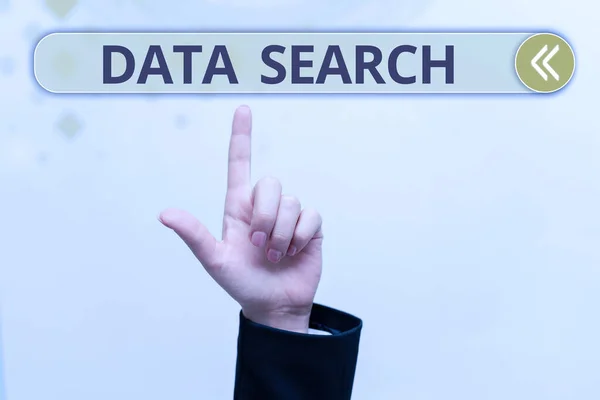 Pisanie Wyświetlania Tekstu Data Search Business Concept Gromadzi Raportuje Informacje — Zdjęcie stockowe