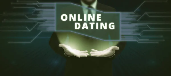 Conceptual Display Online Dating Business Approach Searching Matching Relationships Edating — Stock Photo, Image