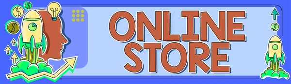 Text Sign Showing Online Store Internet Concept Website Offers Items — Stock Photo, Image