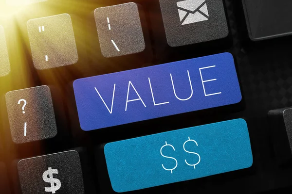 Señal Escritura Mano Value Dolar Foto Conceptual Valor Del Proceso —  Fotos de Stock
