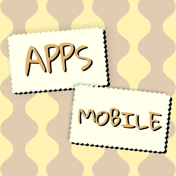 Signe Texte Montrant Apps Mobile Word Ecrit Sur Programme Informatique — Photo