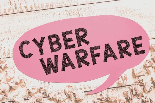 Texto Escritura Mano Cyber Warfare Word Written Virtual War Hackers — Foto de Stock