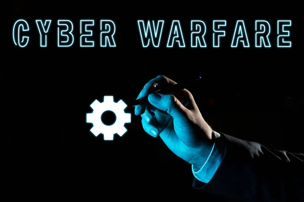 Text Som Visar Inspiration Cyber Warfare Word Virtual War Hackers — Stockfoto