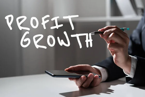 Hand Writing Sign Profit Growth Business Overview Objectives Interrelation Overall — Stock Photo, Image