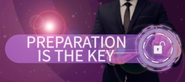 Bir şeyi hizmete hazırlama eylemi ya da kullanıma hazır hale getirme eylemi üzerine yazılmış Anahtar, Kelime Hazırlığı gösteren metin işareti