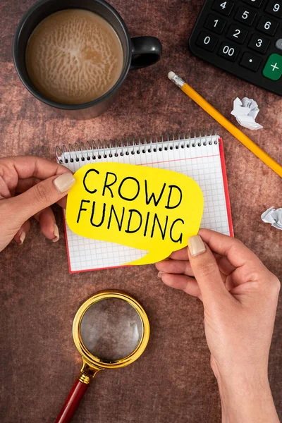 Firma Escritura Mano Crowd Funding Concepto Negocio Recaudación Fondos Kickstarter —  Fotos de Stock