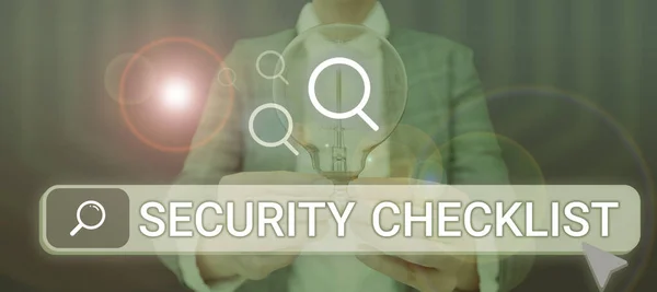 Schreiben Von Textanzeigen Sicherheits Checkliste Datenschutz Und Systemanleitung Internetdiebstahl Geschäftskonzept — Stockfoto