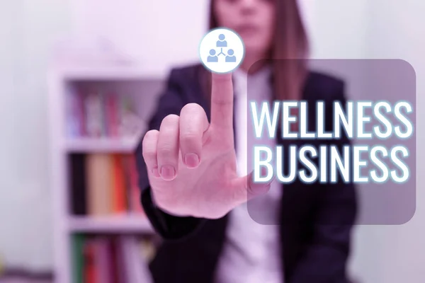 Señal Texto Que Muestra Wellness Businessprofessional Empresa Centrándose Salud Mente —  Fotos de Stock
