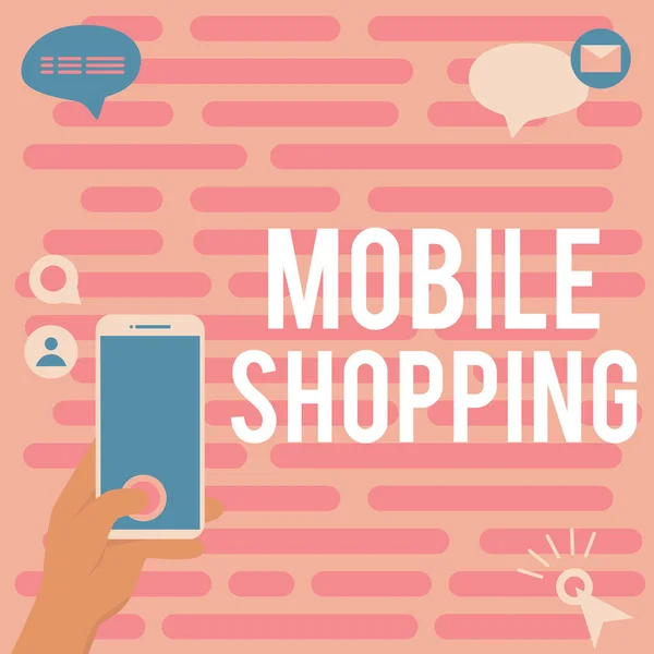 Écriture Afficher Texte Mobile Shoppingachat Vente Biens Services Mobile Concept — Photo