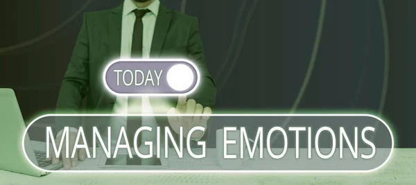 Tekenen Weergeven Emotiesbeheersen Van Gevoelens Jezelf Behoud Kalmte Zakelijke Aanpak — Stockfoto