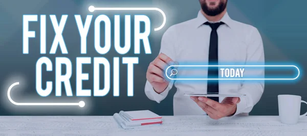 Text Ukazující Fix Your Creditkeep Balance Low Credit Cards Other — Stock fotografie