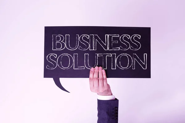 Signo Texto Que Muestra Business Solutionservicios Que Incluyen Planificación Estratégica — Foto de Stock