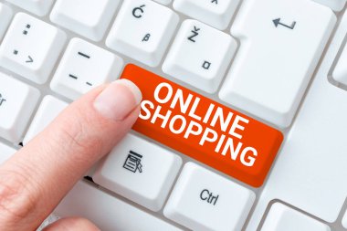 Kavramsal görünüm Çevrimiçi Alışveriş, tüketicilerin ürünlerini İnternet üzerinden satın almalarına olanak sağlıyor, iş fuarı tüketicilere ürünlerini İnternet üzerinden satın alma olanağı sağlıyor.