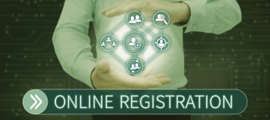 Çevrimiçi Kayıt Sunan metin başlığı, İnternet Üyeliği İçin İnternet Kavram Süreci İnternet üzerinden bir etkinlik kulübüne katılmak için