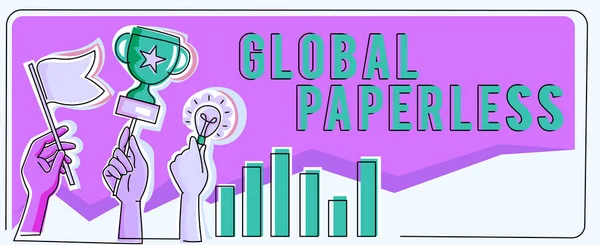 Escrevendo Exibindo Texto Global Paperlessgoing Para Métodos Tecnologia Como Mail — Fotografia de Stock