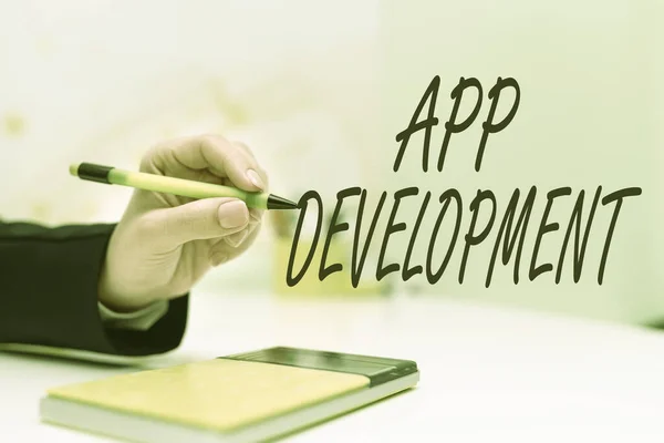 Inspiración Mostrando Signo App Developmentdevelopment Servicios Para Increíbles Experiencias Móviles — Foto de Stock